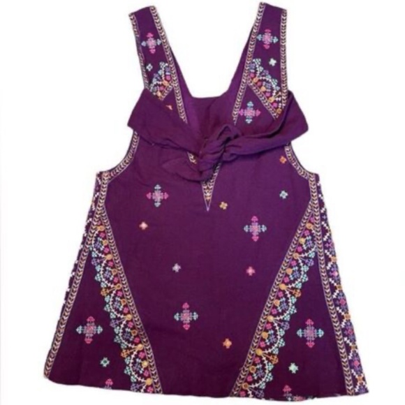 Free People Never Been Boho Embroidered Mini Dress M Gone Tomorrow - Picture 5 of 6